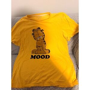 Garfield Mood Graphic T-Shirt Yellow Short Sleeve Crew Neck 3XL Nickelodeon